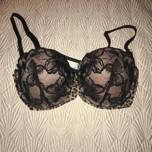 Victoria’s Secret black lace leopard balconet bra
